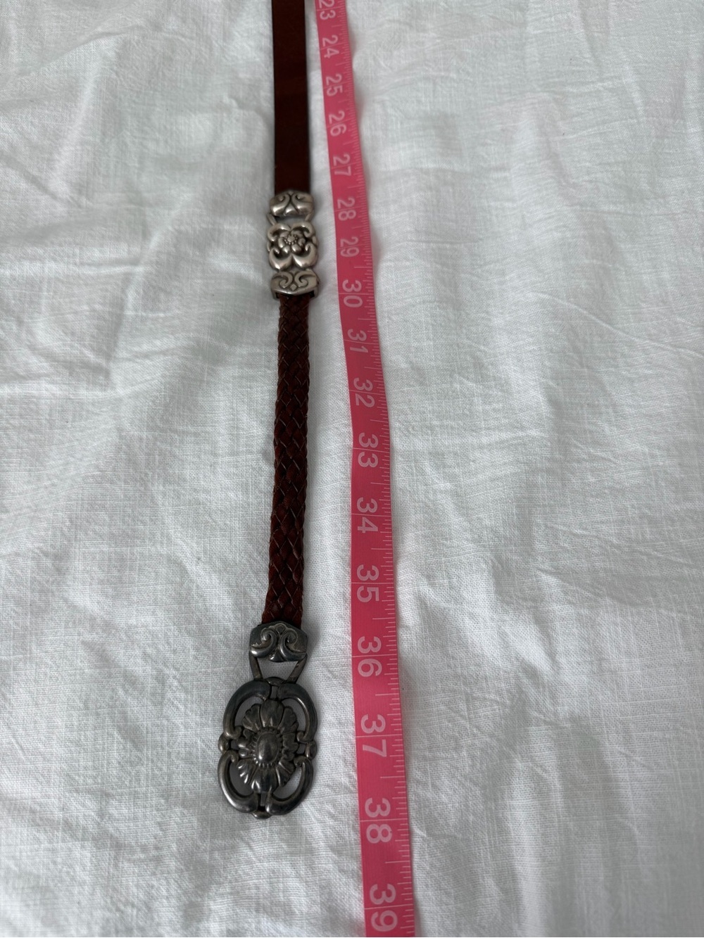 Vintage Olga Santini Concha Hip Belt Leather Braided Brown 90s Boho Y2K Western - Picture 11 of 15